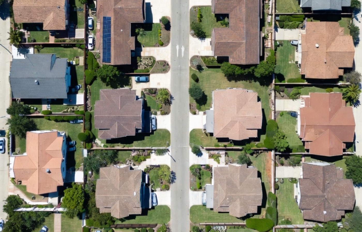 Aerial rooftops at golden hour